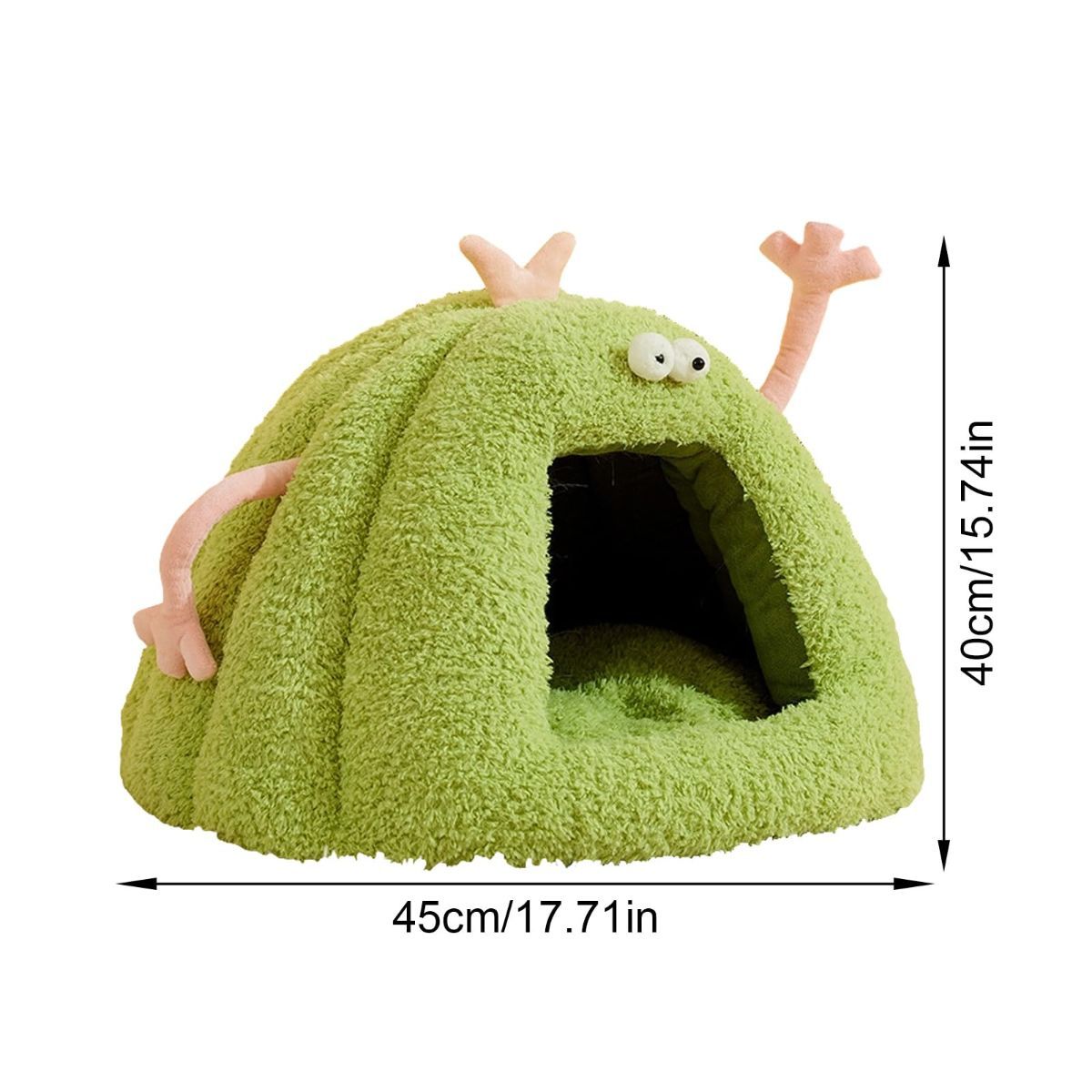 Winter Warm Cats Bed Cartoon Theme Design Highly Density Removable Cover Shelter House Rest Bed for Small Breeds Winter Warm Cats House - Green - Size 45cm*40cm