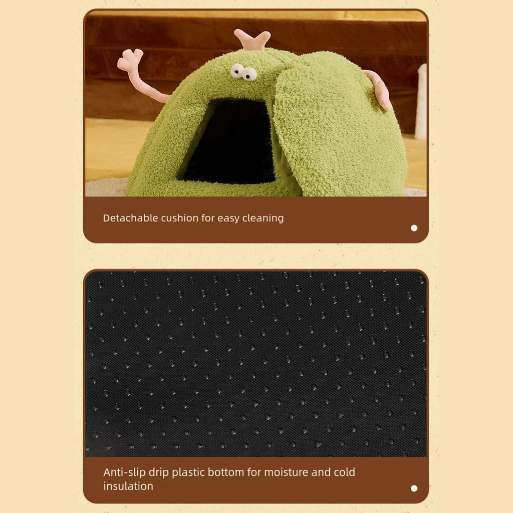 Winter Warm Cats Bed Cartoon Theme Design Highly Density Removable Cover Shelter House Rest Bed for Small Breeds Winter Warm Cats House - Purple - Size 45cm*40cm