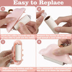 Mini Lint Roller Travel Size, Reusable Lint Roller for Travel, Pet Hair Remover Portable Lint Roller for Clothes with 150 Sheets Refillable - Pink - Size 10cm