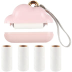 Mini Lint Roller Travel Size, Reusable Lint Roller for Travel, Pet Hair Remover Portable Lint Roller for Clothes with 150 Sheets Refillable - White - Size 10cm
