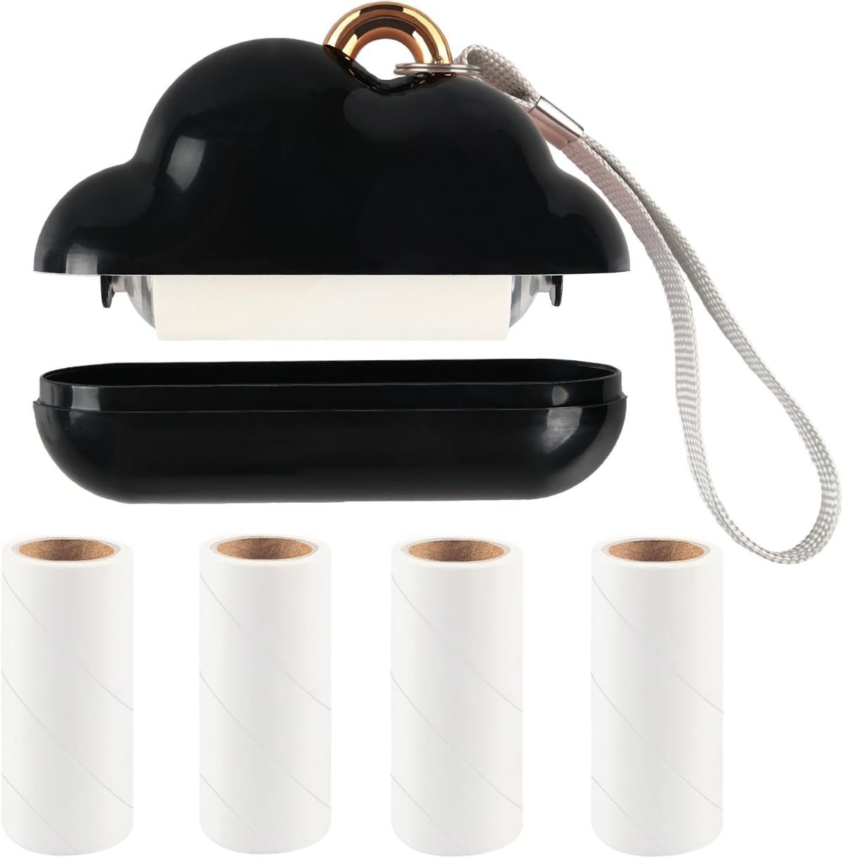 Mini Lint Roller Travel Size, Reusable Lint Roller for Travel, Pet Hair Remover Portable Lint Roller for Clothes with 150 Sheets Refillable - White - Size 10cm