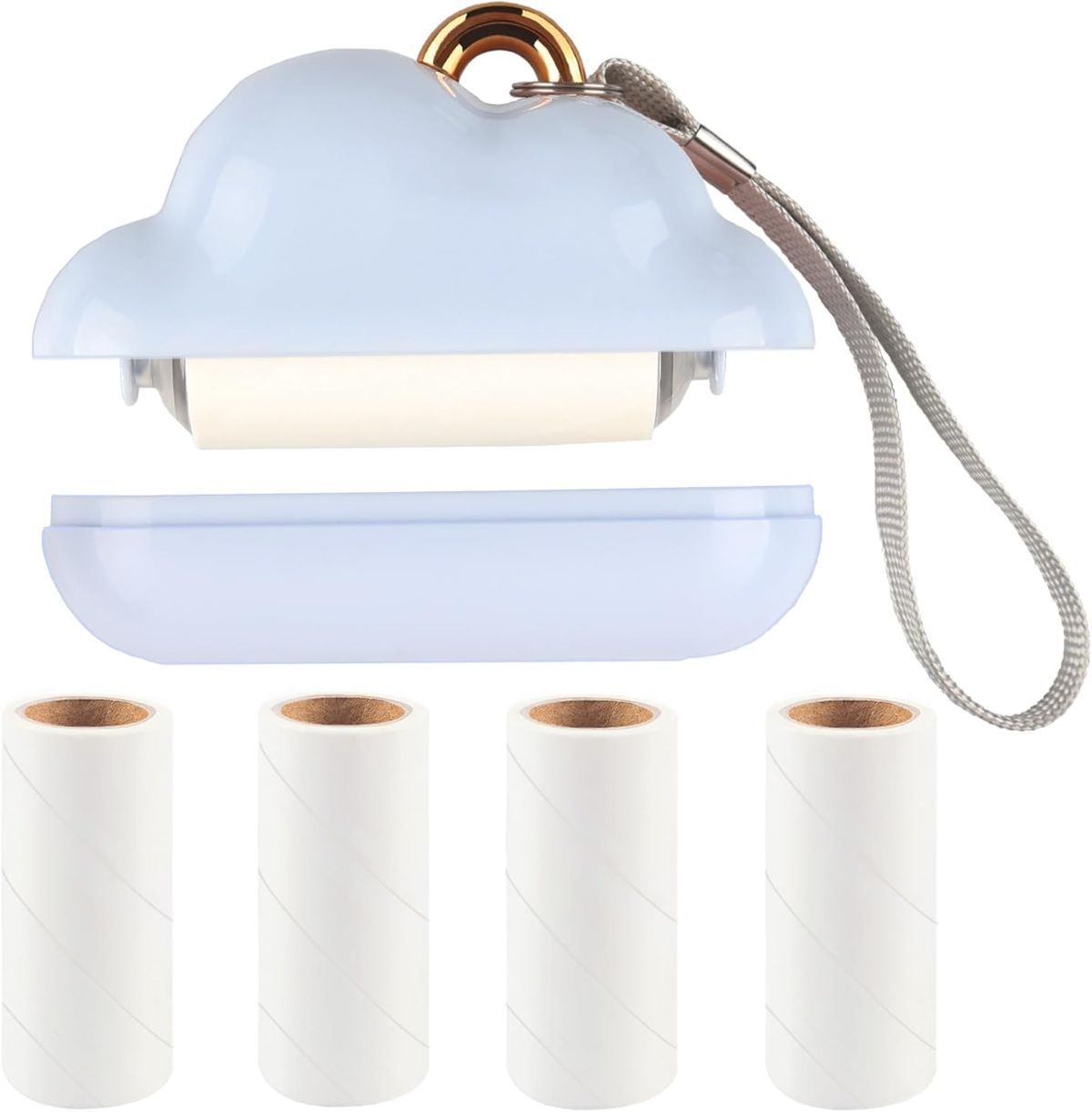 Mini Lint Roller Travel Size, Reusable Lint Roller for Travel, Pet Hair Remover Portable Lint Roller for Clothes with 150 Sheets Refillable - White - Size 10cm