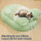 Dog Bed with Cover Cave, Orthopedic Dog Bed with Blanket, Pet Bed Cozy Cuddler Mat, Anti-Anxiety Calming Pad for Puppy Cat - Green - Size 24.07"L x 15.75"W x 3.54"Th