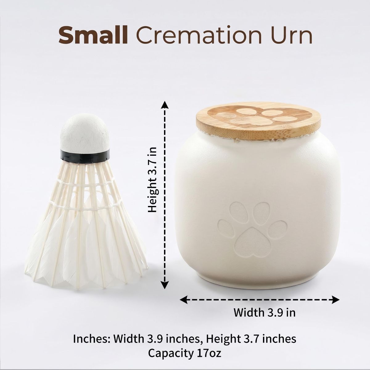 Small Pet Urn for Ashes, Cremation Memorial Urns for Cats & Dogs, Ceramic Paw Design Keepsake Jar with Wooden Lid, Pets Loss Sympathy Gift, 17oz - Orange - Size 3.9in*3.7in
