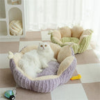 Cactus Cat Beds for Indoor Cute Cactus Fluffy Puppy Bed Squishmall Pet Bed with Removable & Washable Cushion Pillow Cat House Bed Warm Sleeping Bed for Cats Small Dogs - Green - Size 45cm