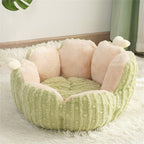 Cactus Cat Beds for Indoor Cute Cactus Fluffy Puppy Bed Squishmall Pet Bed with Removable & Washable Cushion Pillow Cat House Bed Warm Sleeping Bed for Cats Small Dogs - Green - Size 60cm