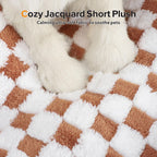 Dog Beds -Cute Cat Beds for Indoor Cats Calming Pet Beds, Rectangle Orthopedic Cuddle Puppy Bed with Jacquard Shaggy Plush & Anti Slip Bottom - Brown - Size L
