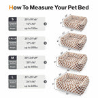 Dog Beds -Cute Cat Beds for Indoor Cats Calming Pet Beds, Rectangle Orthopedic Cuddle Puppy Bed with Jacquard Shaggy Plush & Anti Slip Bottom - Brown - Size M