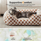 Dog Beds -Cute Cat Beds for Indoor Cats Calming Pet Beds, Rectangle Orthopedic Cuddle Puppy Bed with Jacquard Shaggy Plush & Anti Slip Bottom - Gray - Size L
