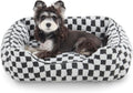 Dog Beds -Cute Cat Beds for Indoor Cats Calming Pet Beds, Rectangle Orthopedic Cuddle Puppy Bed with Jacquard Shaggy Plush & Anti Slip Bottom - Gray - Size XL