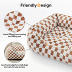 Dog Beds -Cute Cat Beds for Indoor Cats Calming Pet Beds, Rectangle Orthopedic Cuddle Puppy Bed with Jacquard Shaggy Plush & Anti Slip Bottom - Gray - Size XL