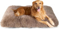Fluffy Dog Crate Bed for Extra Large Dogs, Plush Faux Fur Pad, Calming Anti Anxiety XL Bed for Crate, Washable Soft Warm Dog Mat with Non-Slip Bottom - Camel - Size 44"L x 33"W