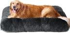Fluffy Dog Crate Bed for Extra Large Dogs, Plush Faux Fur Pad, Calming Anti Anxiety XL Bed for Crate, Washable Soft Warm Dog Mat with Non-Slip Bottom - Dark Gray - Size 47"L x 35"W