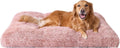Fluffy Dog Crate Bed for Extra Large Dogs, Plush Faux Fur Pad, Calming Anti Anxiety XL Bed for Crate, Washable Soft Warm Dog Mat with Non-Slip Bottom - Pink - Size 29.5"L x 20"W