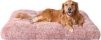 Fluffy Dog Crate Bed for Extra Large Dogs, Plush Faux Fur Pad, Calming Anti Anxiety XL Bed for Crate, Washable Soft Warm Dog Mat with Non-Slip Bottom - Pink - Size 44"L x 33"W