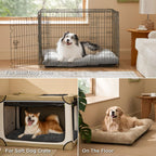 Washable Dog Bed for Crate, Giant Comfort Fluffy Plush Pet Pillow Bed Kennel Pad with Non-Slip Bottom, Machine Washable Pet Sleeping Mat for Jumbo - Brown - Size 35"L x 23"W x 3"Th