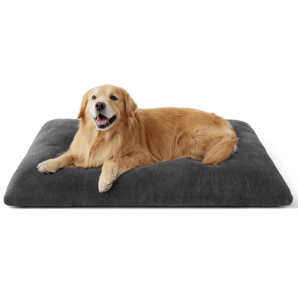Washable Dog Bed for Crate, Giant Comfort Fluffy Plush Pet Pillow Bed Kennel Pad with Non-Slip Bottom, Machine Washable Pet Sleeping Mat for Jumbo - Dark Gray - Size 24"L x 17"W x 3"Th