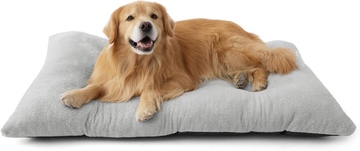 Washable Dog Bed for Crate, Giant Comfort Fluffy Plush Pet Pillow Bed Kennel Pad with Non-Slip Bottom, Machine Washable Pet Sleeping Mat for Jumbo - Gray - Size 29"L x 21"W x 3"Th