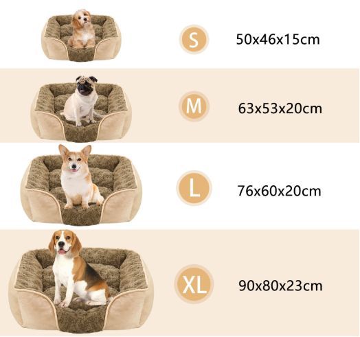 Dog Bed for Small Medium Dogs, Cat Bed for Indoor Cats. Washable Orthopedic Dog Bed. Removable Sleeping Mat, Durable Pet Bed with Anti-Slip Bottom - Camel - Size 50cmx46cm