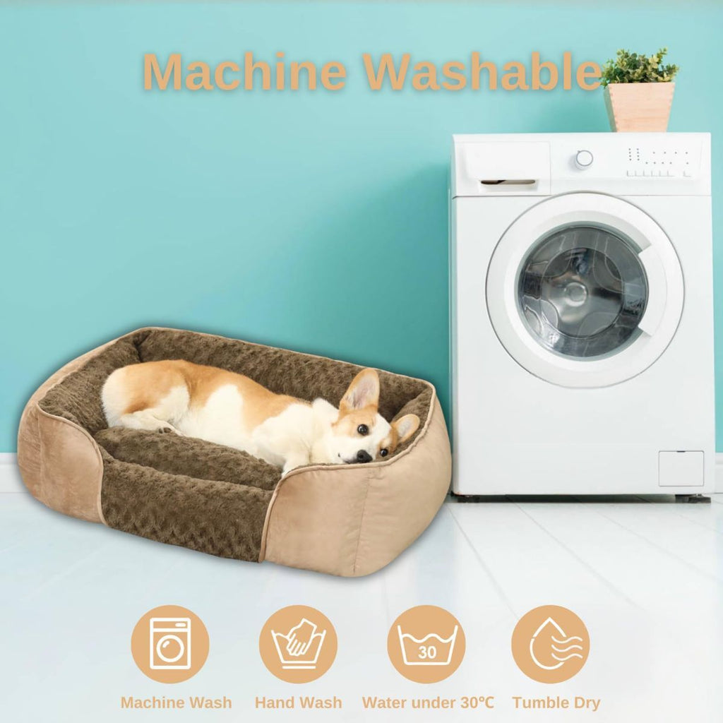 Dog Bed for Small Medium Dogs, Cat Bed for Indoor Cats. Washable Orthopedic Dog Bed. Removable Sleeping Mat, Durable Pet Bed with Anti-Slip Bottom - Dark Gray - Size 63cm×53cm