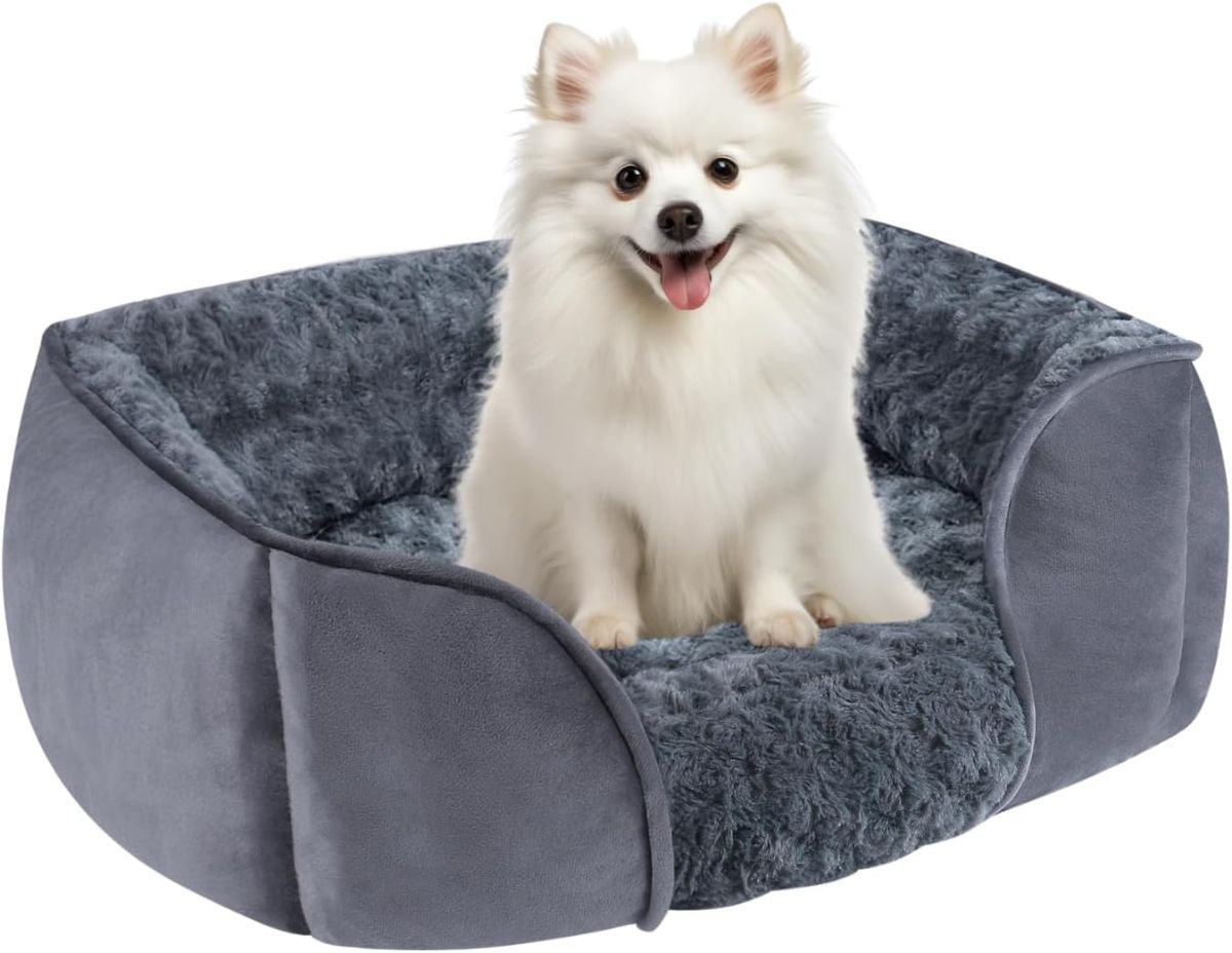 Dog Bed for Small Medium Dogs, Cat Bed for Indoor Cats. Washable Orthopedic Dog Bed. Removable Sleeping Mat, Durable Pet Bed with Anti-Slip Bottom - Dark Gray - Size 76cm*60cm
