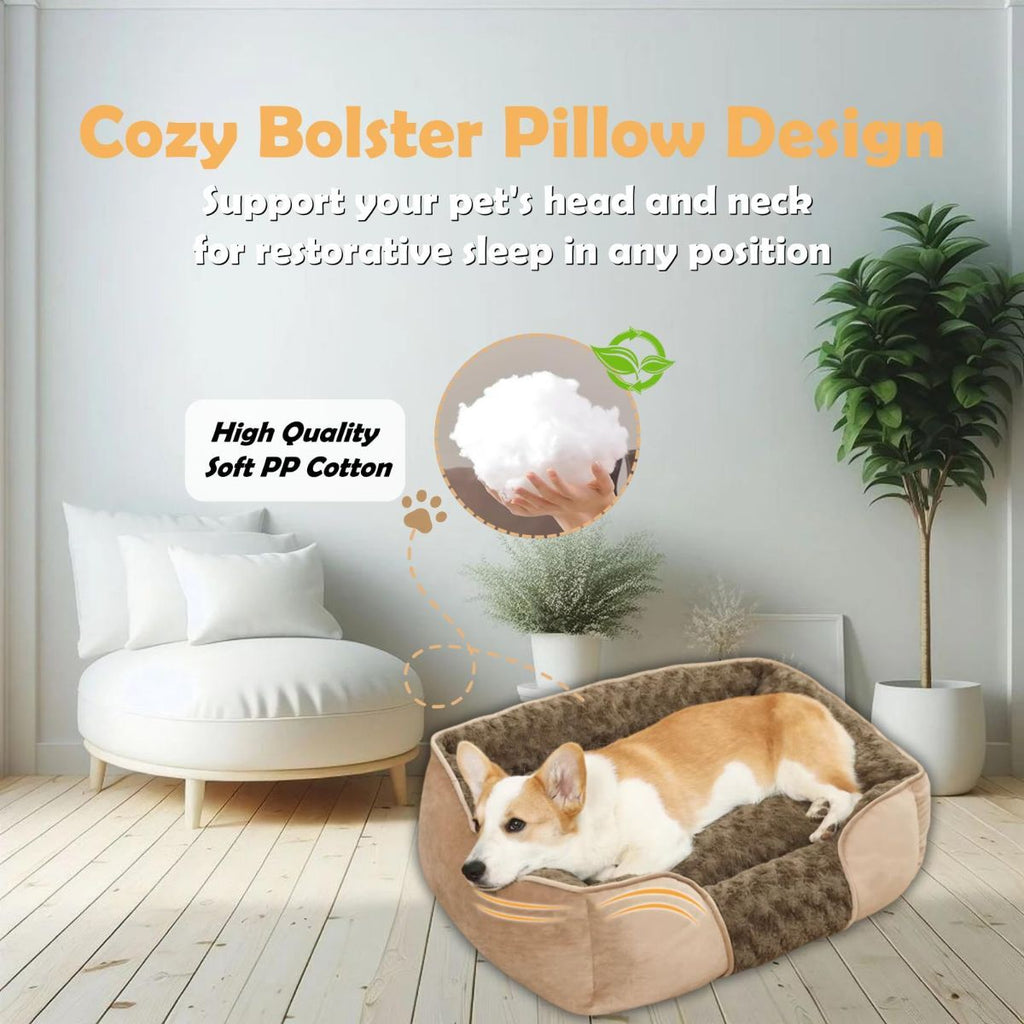 Dog Bed for Small Medium Dogs, Cat Bed for Indoor Cats. Washable Orthopedic Dog Bed. Removable Sleeping Mat, Durable Pet Bed with Anti-Slip Bottom - Dark Gray - Size 90cm*80cm