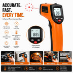 Digital Infrared Thermometer Gun -58°F to 1112°F, Non Contact Infrared Thermometer Laser Temperature Gun for Cooking, BBQ, Pizza Oven, Griddle, HVAC,Instant-Read with Backlit Display (Not for Human)