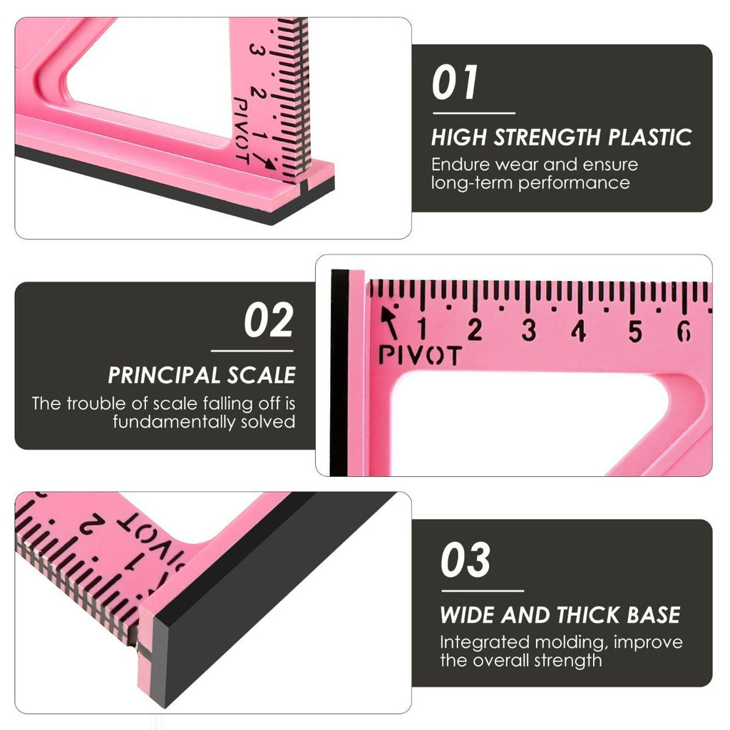 7 Inch Woodworking Triangle Ruler, Metric and Imperial Plastic Carpenter Square, Precision Right Angle Measuring Ruler, Clear Scale Square Protractor for Woodworking and Carpentry - Yellow