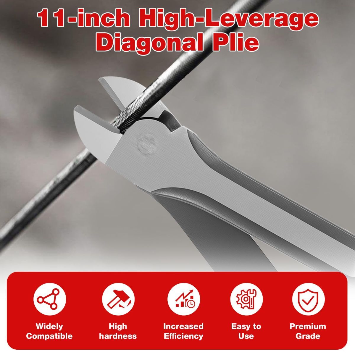 11 inch Diagonal Cutting Pliers - Chromium Vanadium Steel Heavy Duty Side Pliers, High Leverage Wire Cutter for Wires, Cables, Steel Wires and Zippers