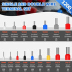 TE 1200PCS Double Wire Ferrule Terminals Kit Pre-Insulated Crimp Connector Set