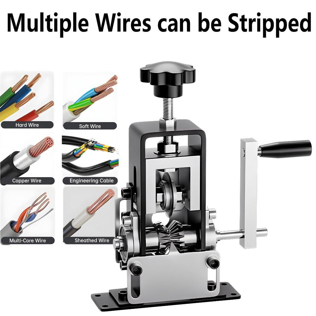 Manual Wire Stripping Machine, 0.06"-1" Wire Gauge Copper Wire Stripper, Drill Powered & Hand Crank Dual-Drive Cable Stripping Tool with Tungsten Blade, Wire Peeler for Scrap Copper Recycling