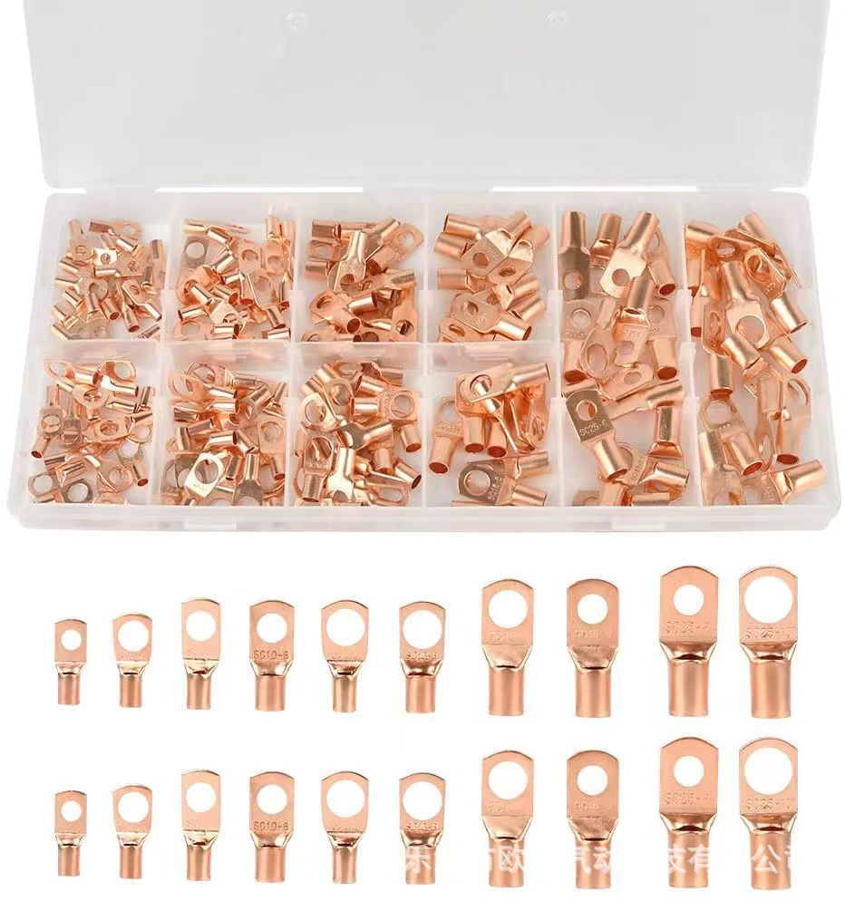 240pcs SC Open-Mouth Bare Copper Terminals + HS-50B Crimping Pliers Set - Gold - HS-50B Crimping Pliers