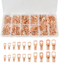 240pcs SC Open-Mouth Bare Copper Terminals + HS-50B Crimping Pliers Set - Gold - SC Inspection Hole Copper Lug