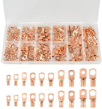 240pcs SC Open-Mouth Bare Copper Terminals + HS-50B Crimping Pliers Set - Gold - SC Inspection Hole Copper Lug