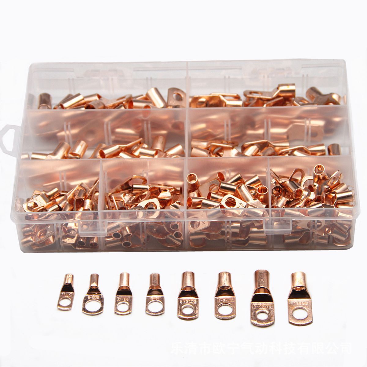 240pcs SC Open-Mouth Bare Copper Terminals + HS-50B Crimping Pliers Set - Gold - SC Inspection Hole Copper Lug