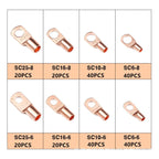 240pcs SC Open-Mouth Bare Copper Terminals + HS-50B Crimping Pliers Set - Gold - SC Inspection Hole Copper Lug