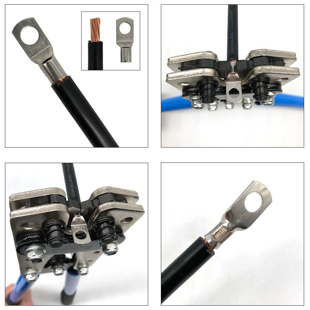 240pcs SC Open-Mouth Bare Copper Terminals + HS-50B Crimping Pliers Set - Gold - SC Inspection Hole Copper Lug