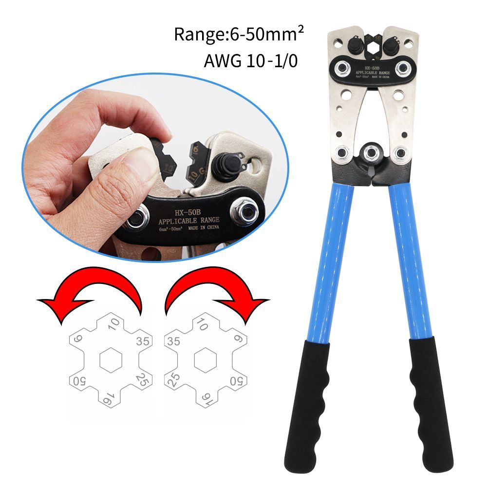 240pcs SC Open-Mouth Bare Copper Terminals + HS-50B Crimping Pliers Set - Gold - SC Inspection Hole Copper Lug