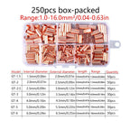 GT250pcs Copper Tube Terminals, Connecting Tubes, Wiring Terminals, Pliers Set
