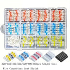 Solder Ring Wire Connectors Heat Shrink Butt Terminals Electrical Connector Kit - Multi - Size 500Pcs