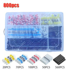 Solder Ring Wire Connectors Heat Shrink Butt Terminals Electrical Connector Kit - Multi - Size 800Pcs