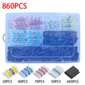 Solder Ring Wire Connectors Heat Shrink Butt Terminals Electrical Connector Kit - Multi - Size 860Pcs