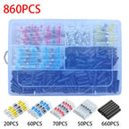 Solder Ring Wire Connectors Heat Shrink Butt Terminals Electrical Connector Kit - Multi - Size 860Pcs