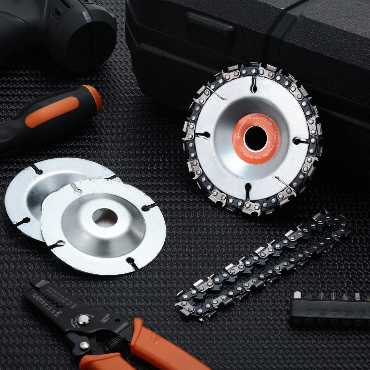 3 Pieces 5/8 Inch Wood Carving Chain Disc, 22 Teeth Angle Grinder Wood Cutting Chainsaw Wheel Disc Removal Stump for 4-1/2 Inch Angle, Inner Diameter Chainsaw