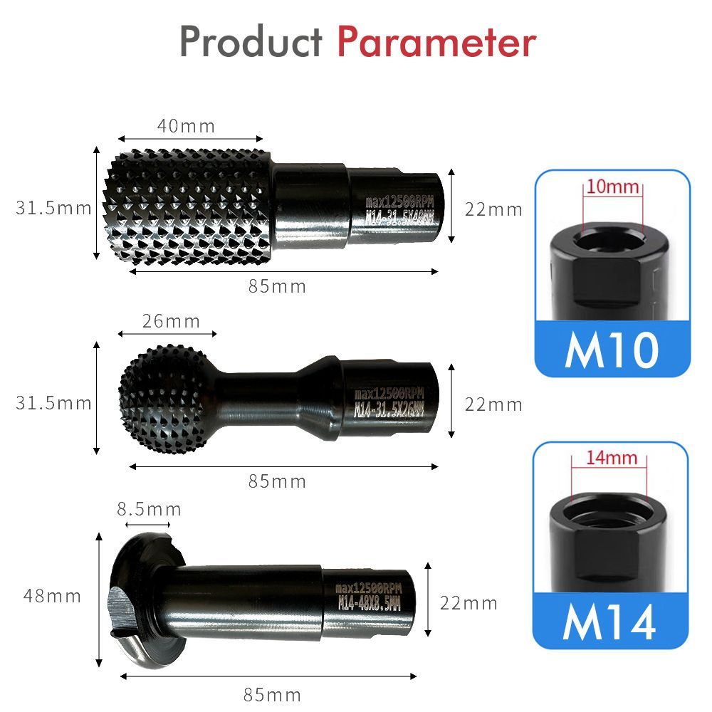 woodworking carving and polishing set, angle grinder accessories, wood carving tools, wood grinding balls, durable woodworking tools - Black - Size 10mm