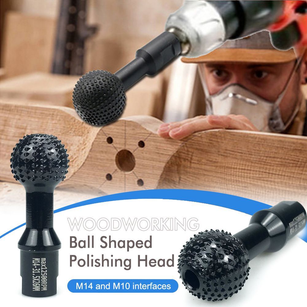 woodworking carving and polishing set, angle grinder accessories, wood carving tools, wood grinding balls, durable woodworking tools - Black - Size 14mm
