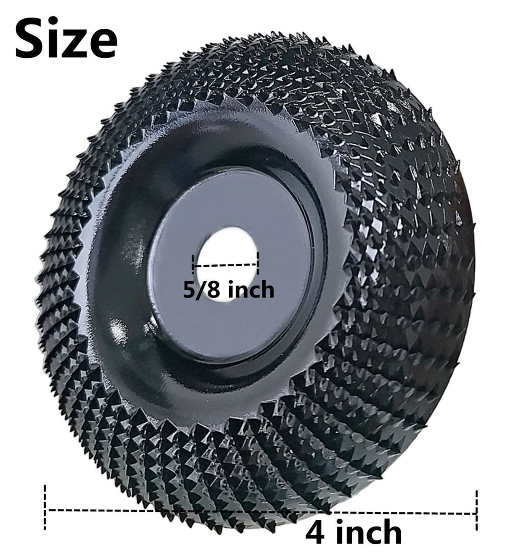 Wood Carving Disc Grinder Wheel Disc 4 Inch Wood Shaping Wheel Wood Grinding Shaping Disc for Angle Grinders with 5/8” Arbor - Black - Size 1PCS