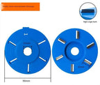 Stump Remover Angle Grinder Wood Carving Disc 6 Teeth Chainsaw Mill Cutter Woodworking Blade Tools Wood Turbo Carving Disc Wood Grinding Shaping Disc Grinder Disc for Wood Polish Flat Blade - Blue - Inner diameter 16mm