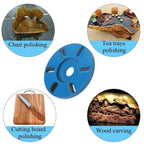 Stump Remover Angle Grinder Wood Carving Disc 6 Teeth Chainsaw Mill Cutter Woodworking Blade Tools Wood Turbo Carving Disc Wood Grinding Shaping Disc Grinder Disc for Wood Polish Flat Blade - Blue - Inner diameter 16mm