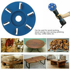 Stump Remover Angle Grinder Wood Carving Disc 6 Teeth Chainsaw Mill Cutter Woodworking Blade Tools Wood Turbo Carving Disc Wood Grinding Shaping Disc Grinder Disc for Wood Polish Flat Blade - Blue - Inner diameter 22mm